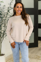 Wander & Rest Cable Ribbed Knit Drop Shoulder Top in Sand Beige Womens Ave Shops- Tilden Co.