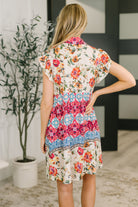 Wanted Whimsy Collared Printed Dress Knee Length Dress Ave Shops- Tilden Co.