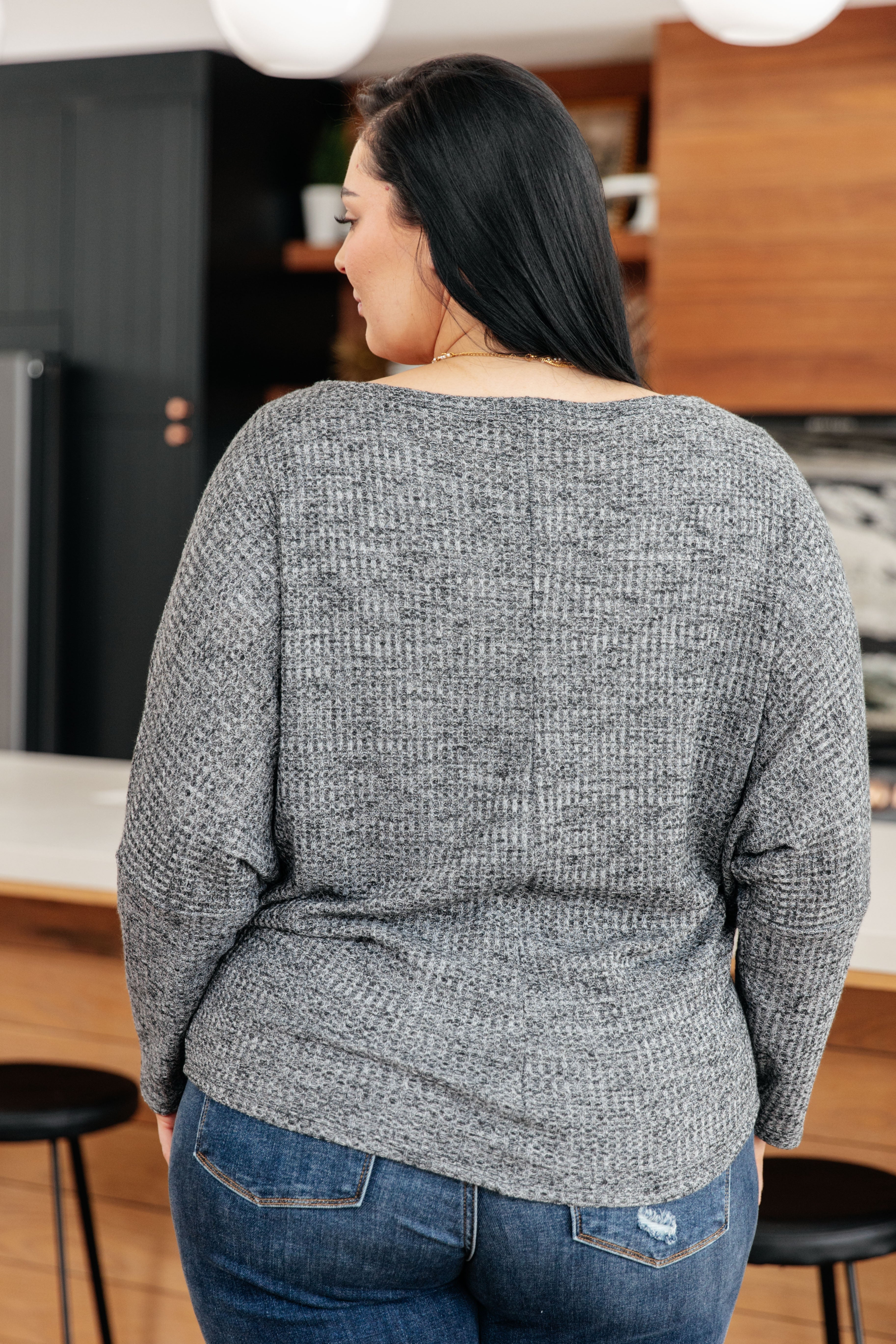 Warm Thoughts Ribbed Top in Charcoal Tops Ave Shops- Tilden Co.