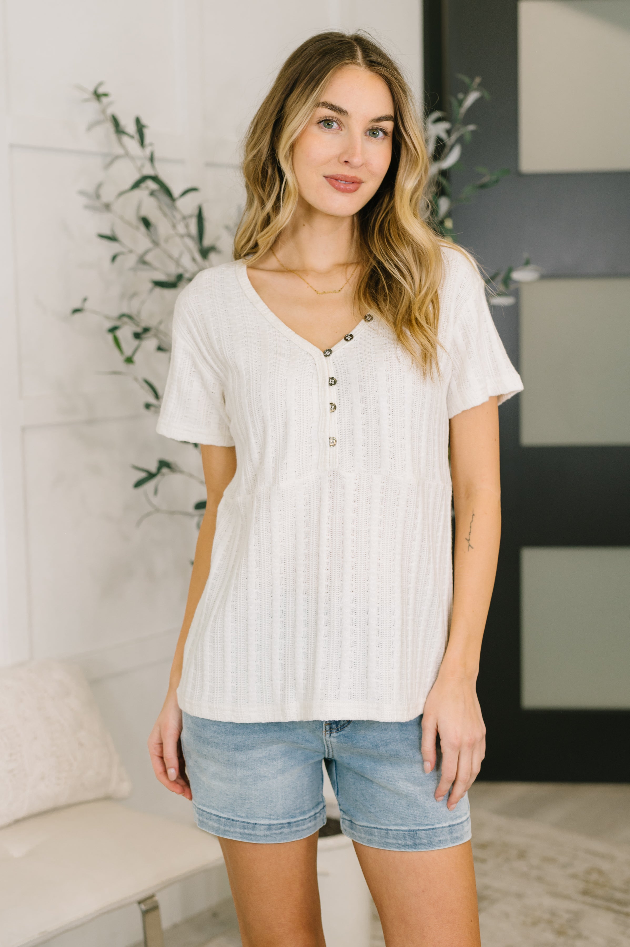We Should Be Together V-Neck Textured Top T-Shirt Ave Shops- Tilden Co.