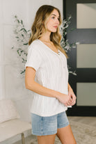 We Should Be Together V-Neck Textured Top T-Shirt Ave Shops- Tilden Co.