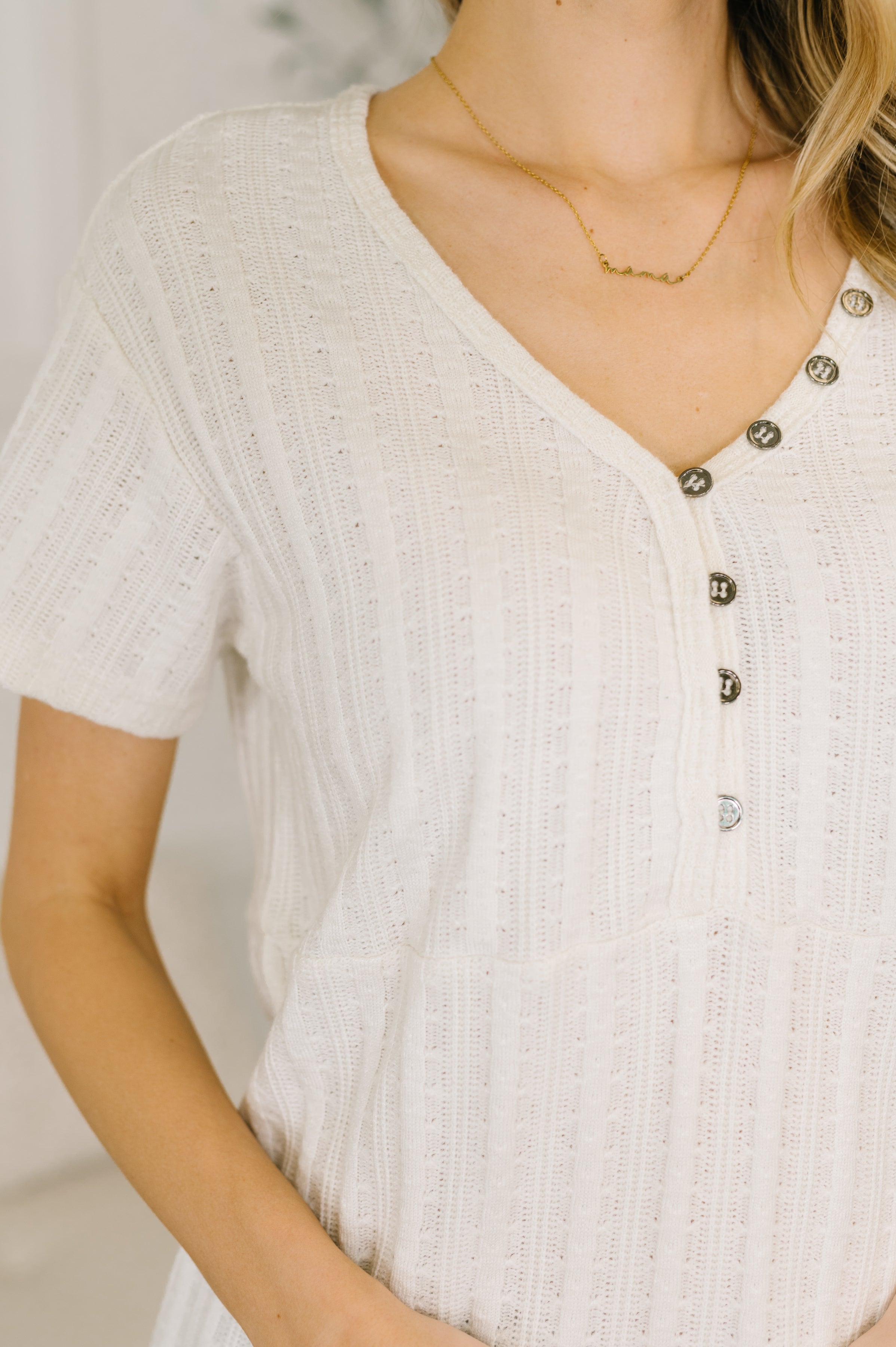 We Should Be Together V-Neck Textured Top T-Shirt Ave Shops- Tilden Co.
