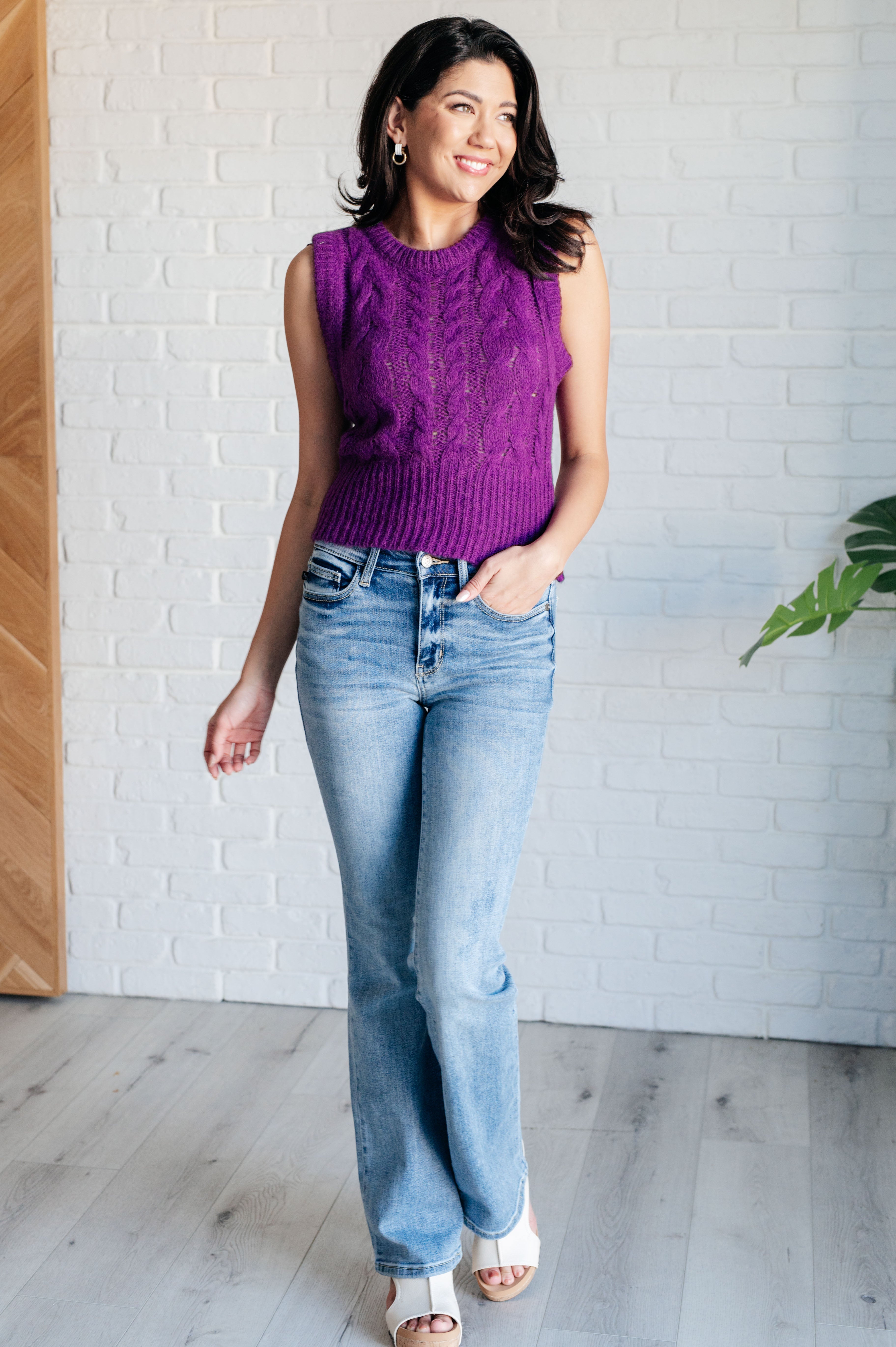 What's On Your Mind Cable Knit Vest Tops Ave Shops- Tilden Co.