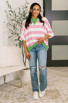 What's a Girl to Do Contrast Trim Relaxed Top T-Shirt Ave Shops- Tilden Co.