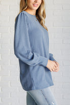 When the Sun Goes Down Mineral Wash Ribbed Knit Top in Vintage Denim    Tops Ave Shops- Tilden Co.