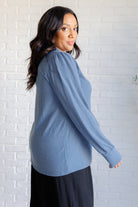 When the Sun Goes Down Mineral Wash Ribbed Knit Top in Vintage Denim    Tops Ave Shops- Tilden Co.