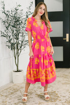Whispering Willow V-Neck Dress in Fuchsia Womens Ave Shops- Tilden Co.