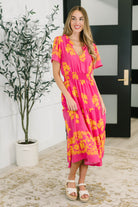 Whispering Willow V-Neck Dress in Fuchsia Womens Ave Shops- Tilden Co.