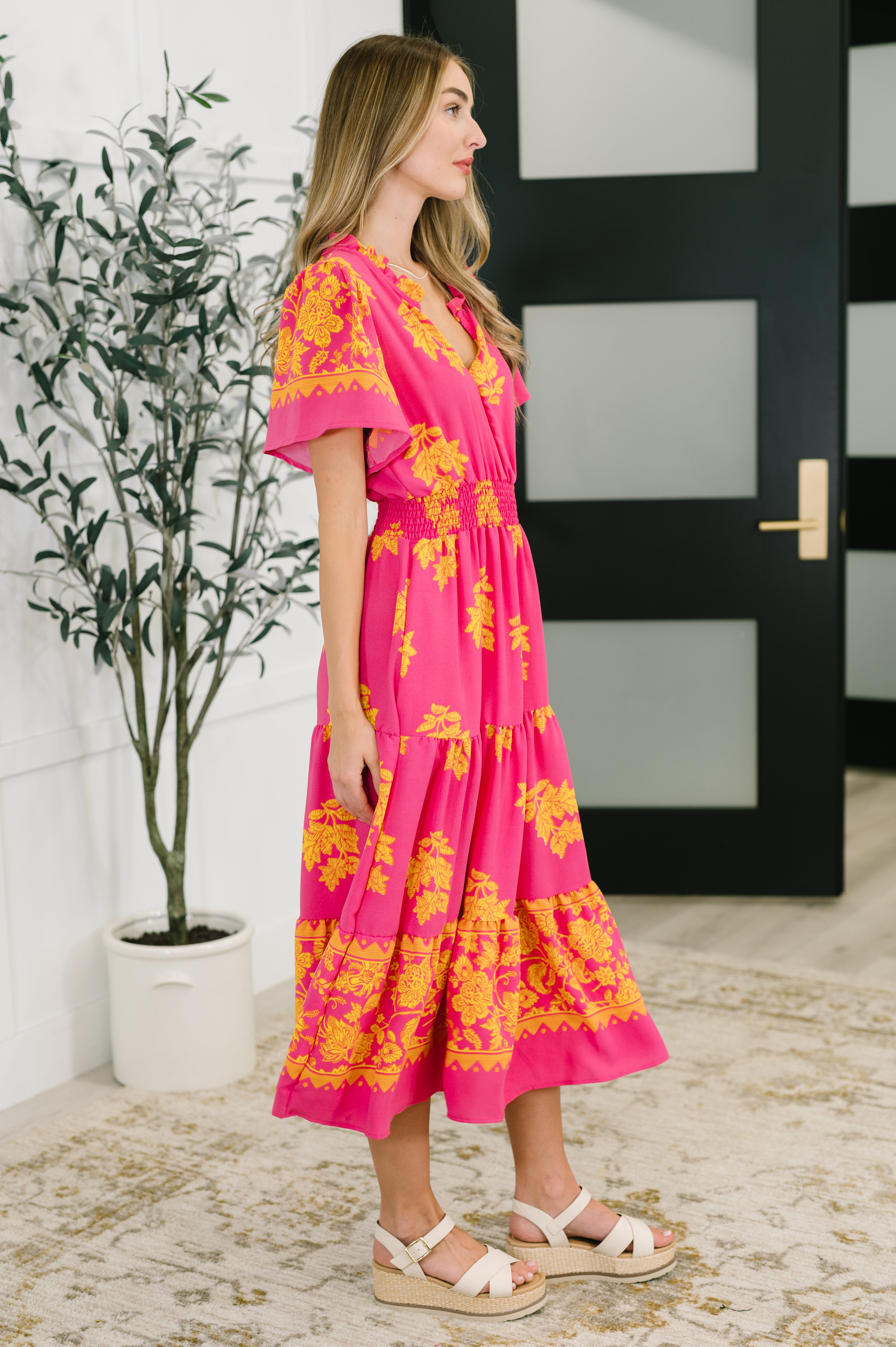 Whispering Willow V-Neck Dress in Fuchsia Womens Ave Shops- Tilden Co.
