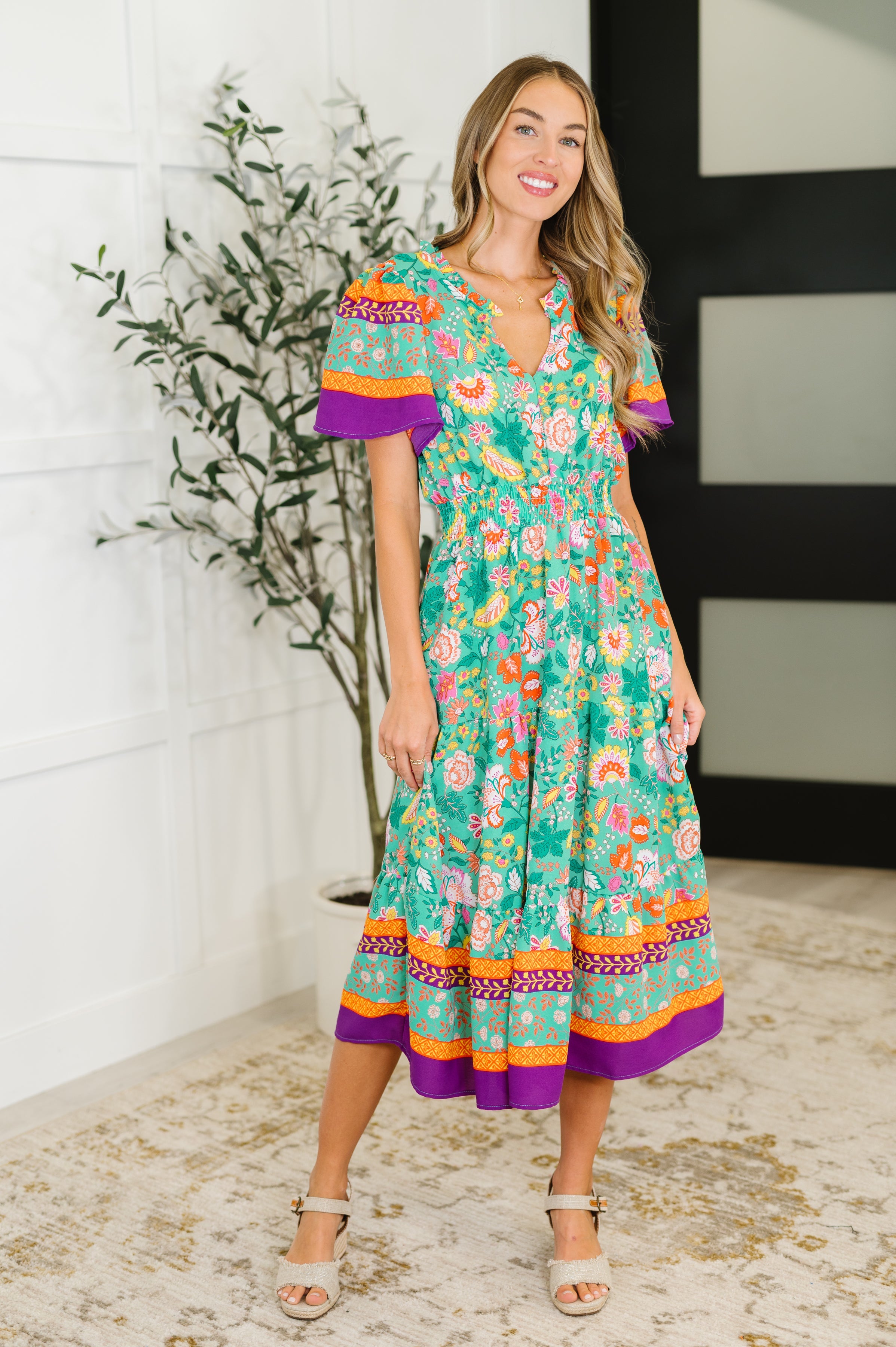 Wildflower Wish Gathered Tier Dress in Mint Womens Ave Shops- Tilden Co.