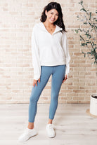 Somewhere to Start Leggings in Dusty Blue    Athleisure Ave Shops- Tilden Co.