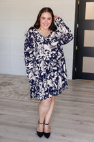 Worthwhile Moment Floral Tiered Dress in Oatmeal and Navy    Dresses Ave Shops- Tilden Co.