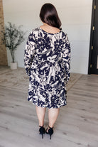 Worthwhile Moment Floral Tiered Dress in Oatmeal and Navy    Dresses Ave Shops- Tilden Co.