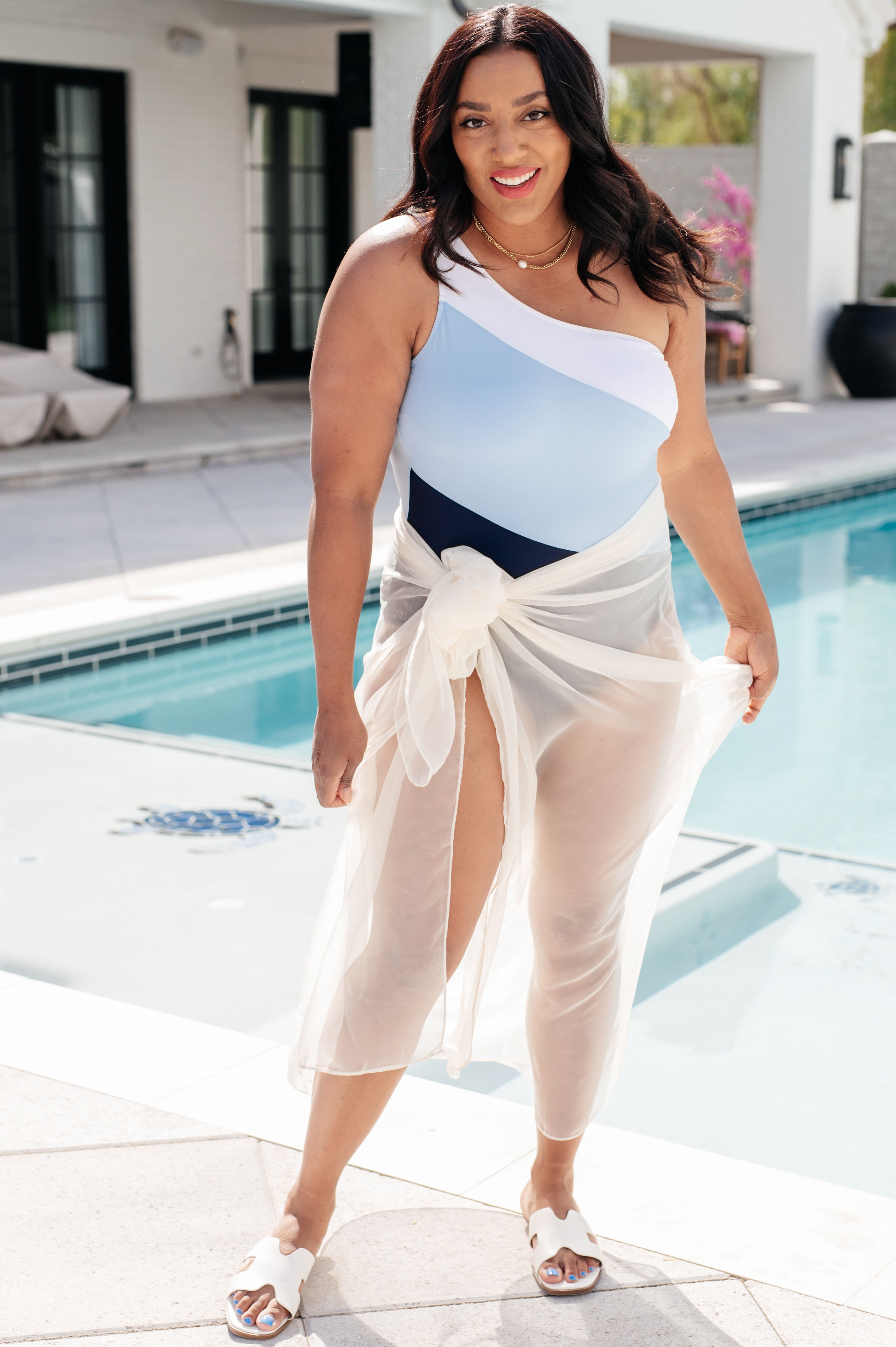 Dominica Color Block Asymmetrical Swimsuit Swimwear Ave Shops- Tilden Co.