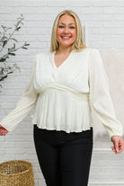 Xanidu Long Sleeve V Neck Blouse in White    Womens Ave Shops- Tilden Co.