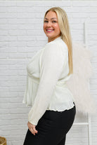 Xanidu Long Sleeve V Neck Blouse in White    Womens Ave Shops- Tilden Co.