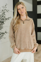 You Should Know Half Zip Pullover in Deep Camel Womens Ave Shops- Tilden Co.