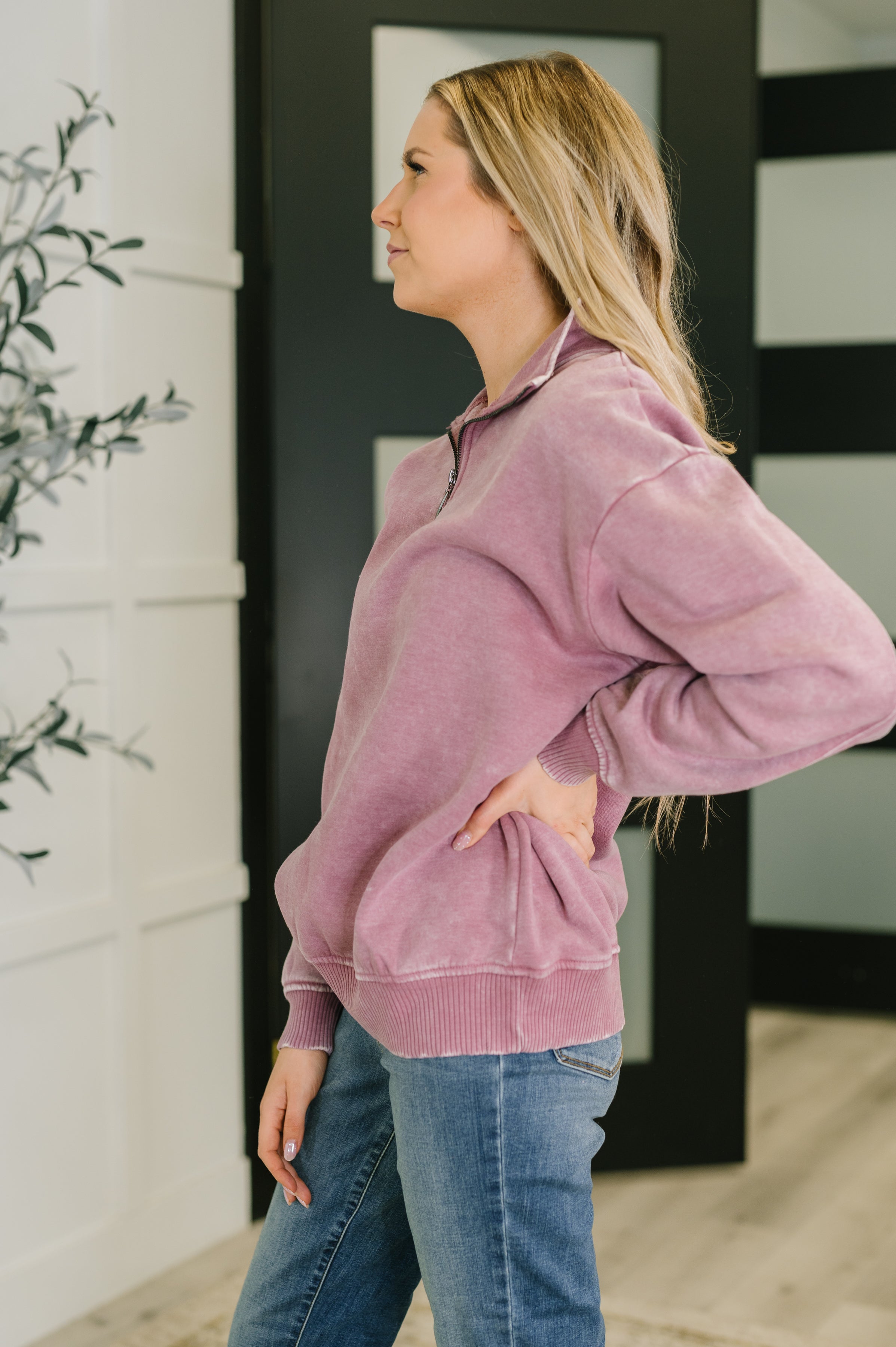 You Should Know Half Zip Pullover in Light Rose Womens Ave Shops- Tilden Co.
