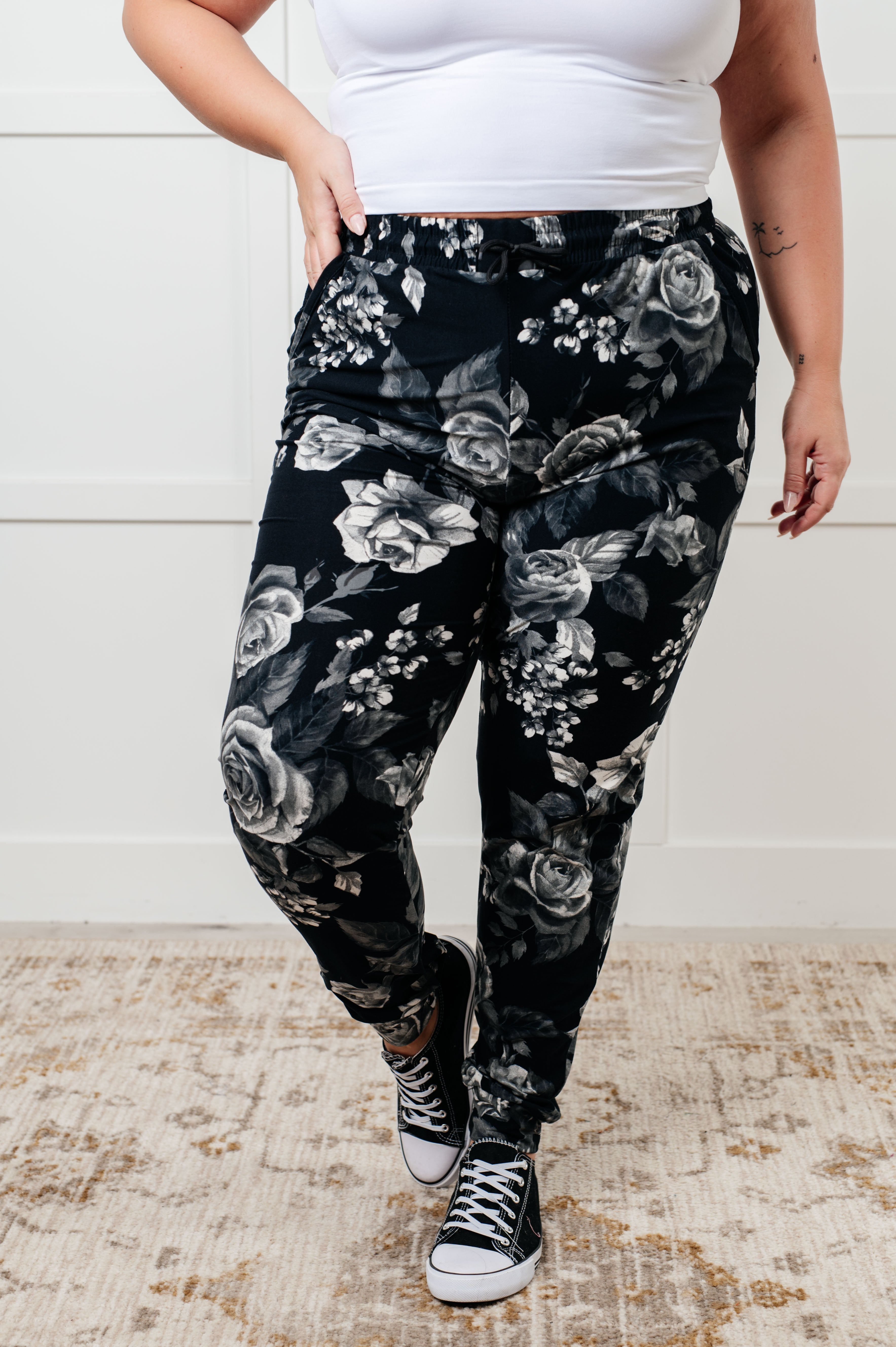 Your New Favorite Joggers in Rose Print Bottoms Ave Shops- Tilden Co.