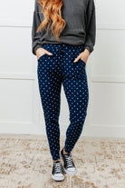 Your New Favorite Joggers in White Polka Dot Bottoms Ave Shops- Tilden Co.