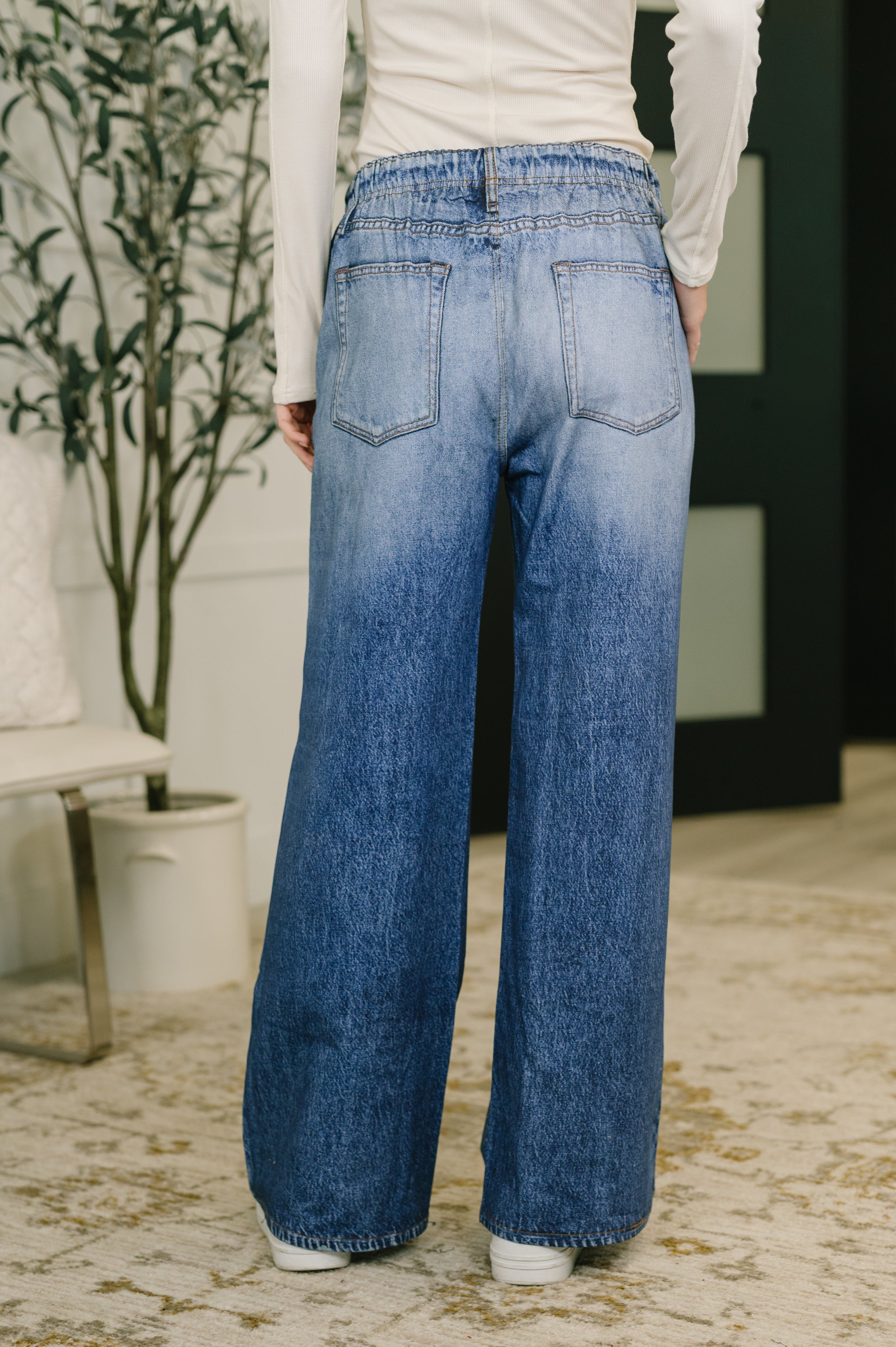Zenim Printed Wide Leg Bottoms Jeans Ave Shops- Tilden Co.