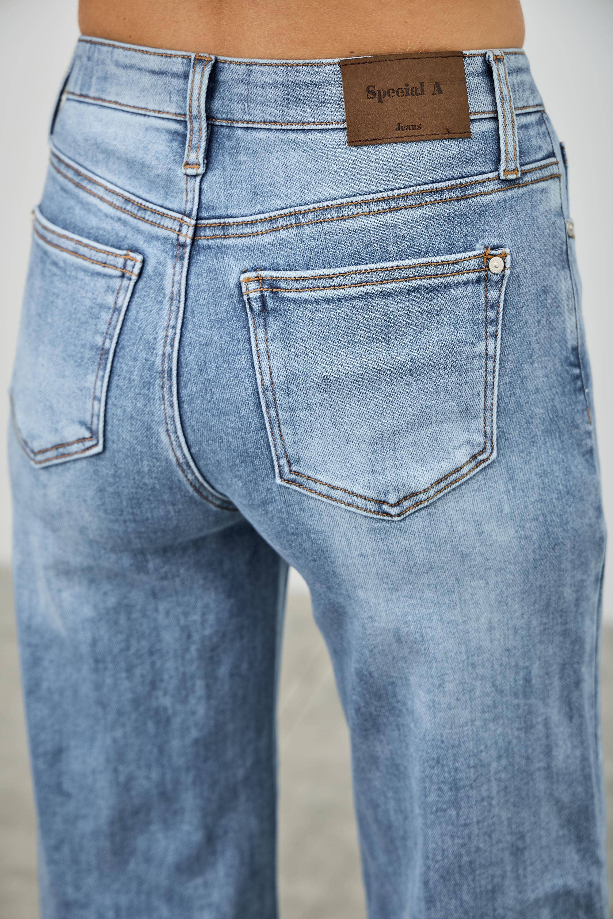 Mid Rise Cuffed Jeans Jeans SAIGE DENIM- Tilden Co.
