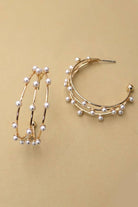 TRIPLE ROW WIRE PEARL HOOP EARRINGS gold gold JOSSLYN by wall to wall- Tilden Co.