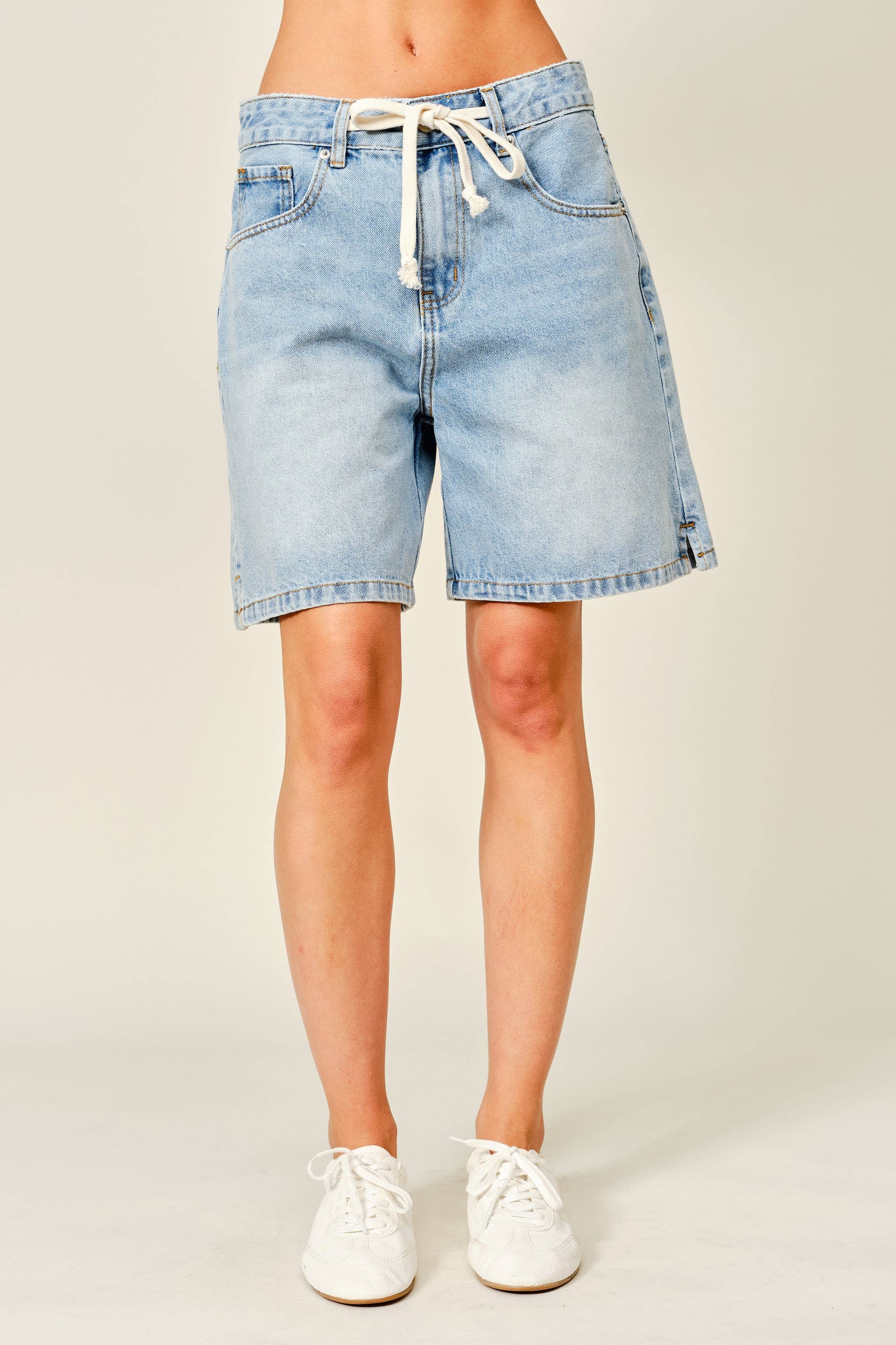 Lt Wash Drawstring Denim Bermudas Bermuda Shorts Aaron & Amber- Tilden Co.