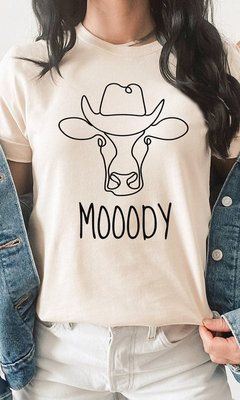 Mooody Cow Graphic Tee    shirt Kissed Apparel- Tilden Co.