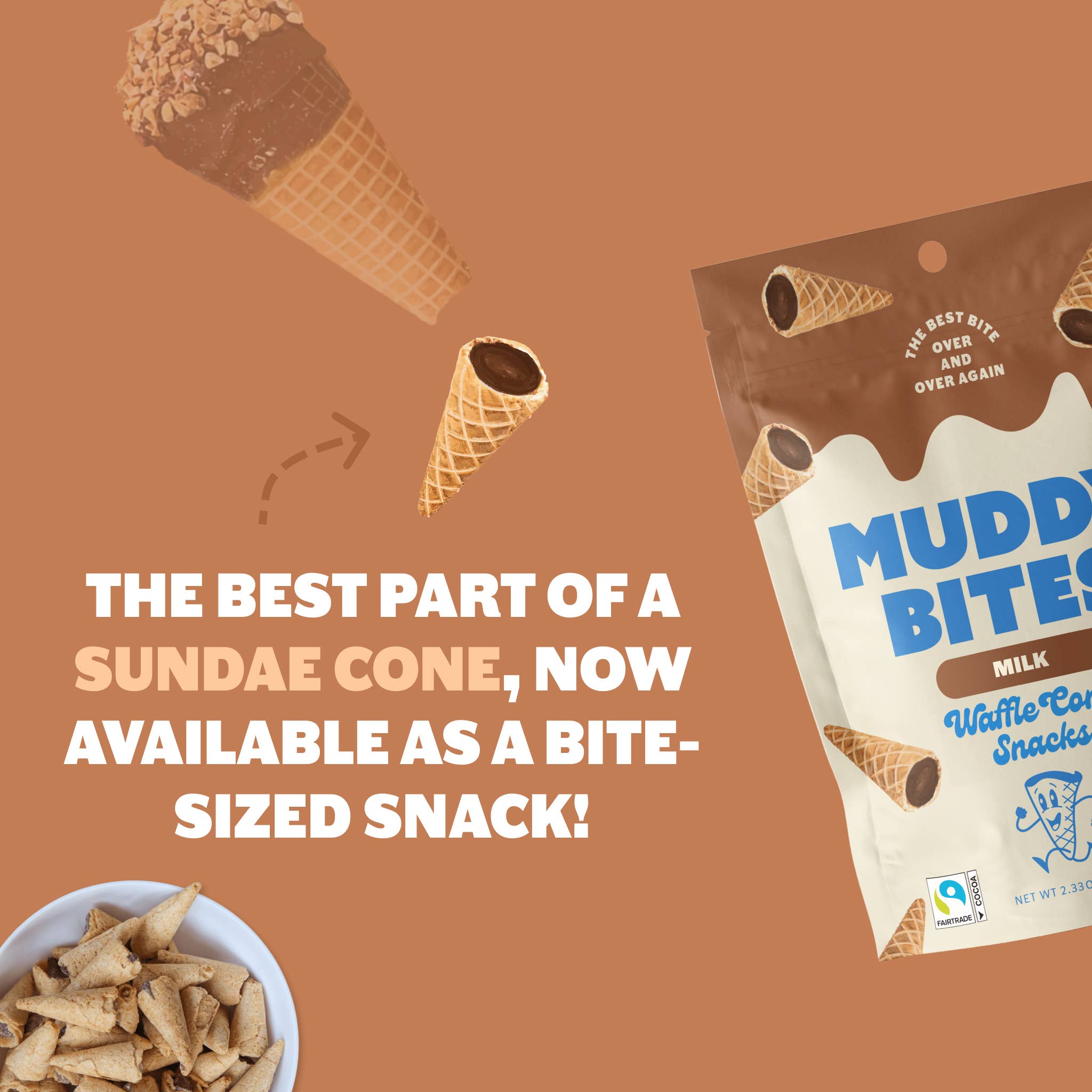 Milk Waffle Cones Snacks Muddy Bites- Tilden Co.