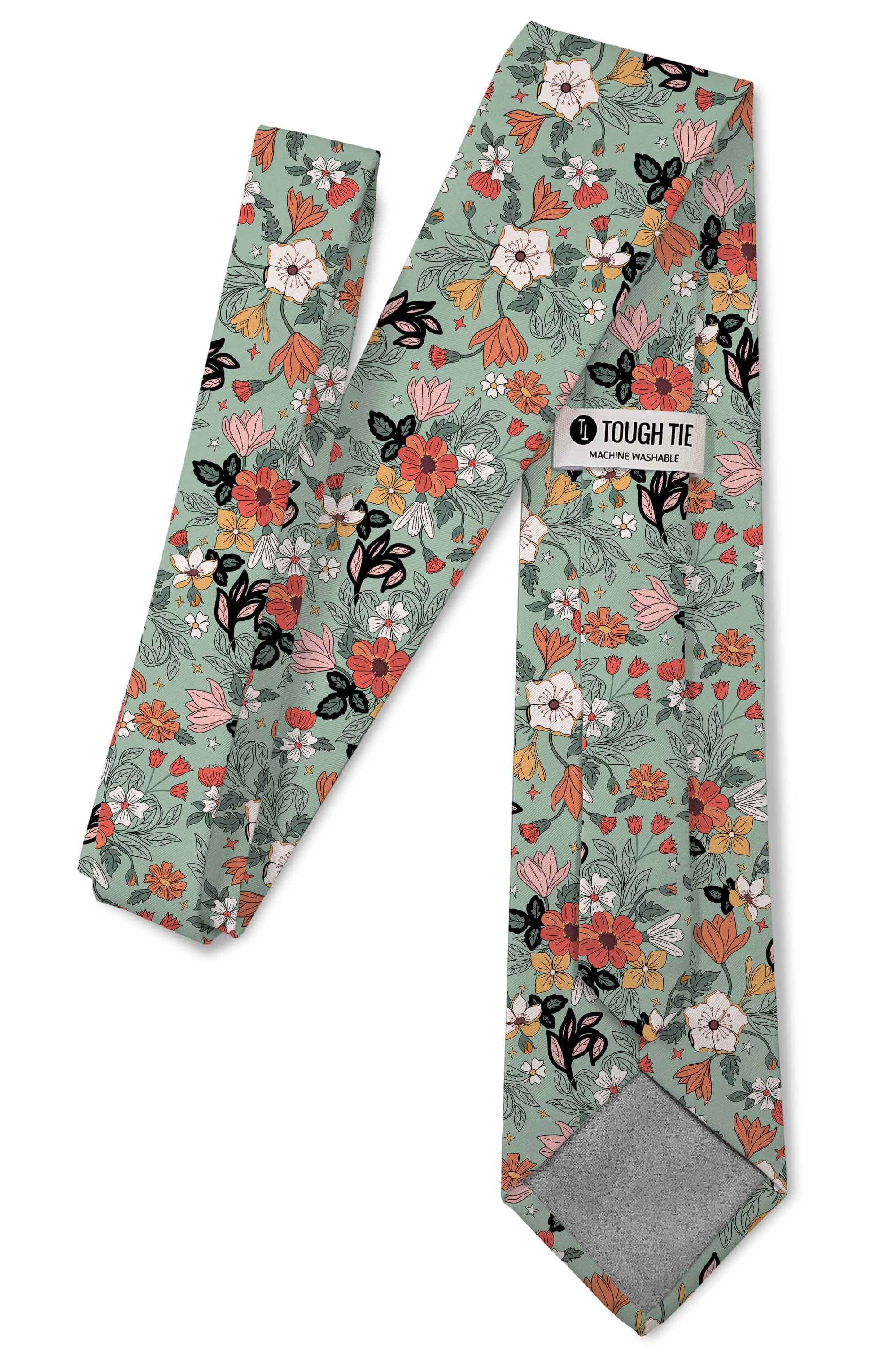 Gwen – Pistachio Green Floral Tie necktie Tough Apparel- Tilden Co.