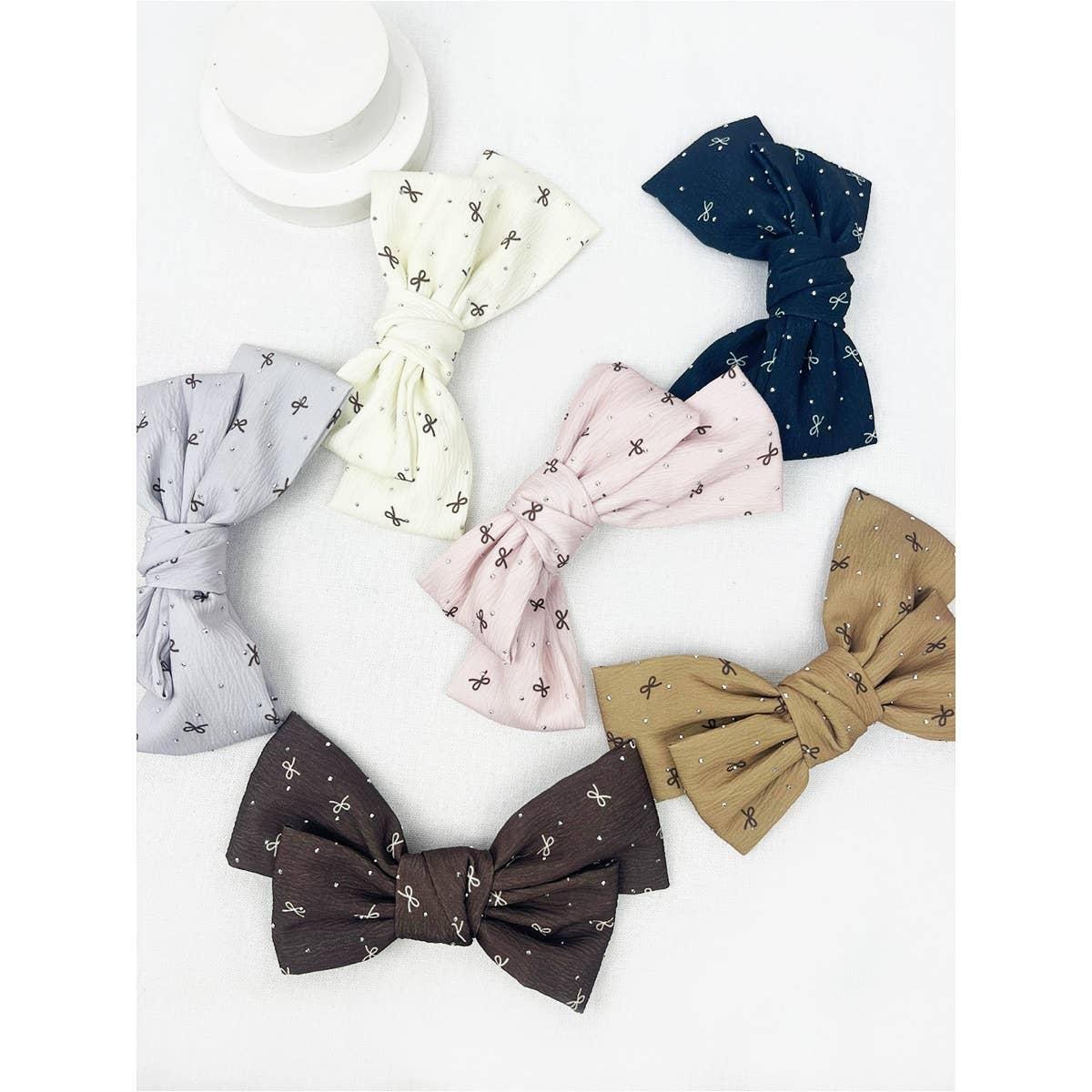 Bow Print Double Layered Bow Clips ONE(12) / MIX COLOR ONE(12) MIX COLOR Love and Repeat- Tilden Co.