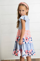 Girl's - Ava Periwinkle Tiered Dress Girl's Dress Adorable Sweetness- Tilden Co.