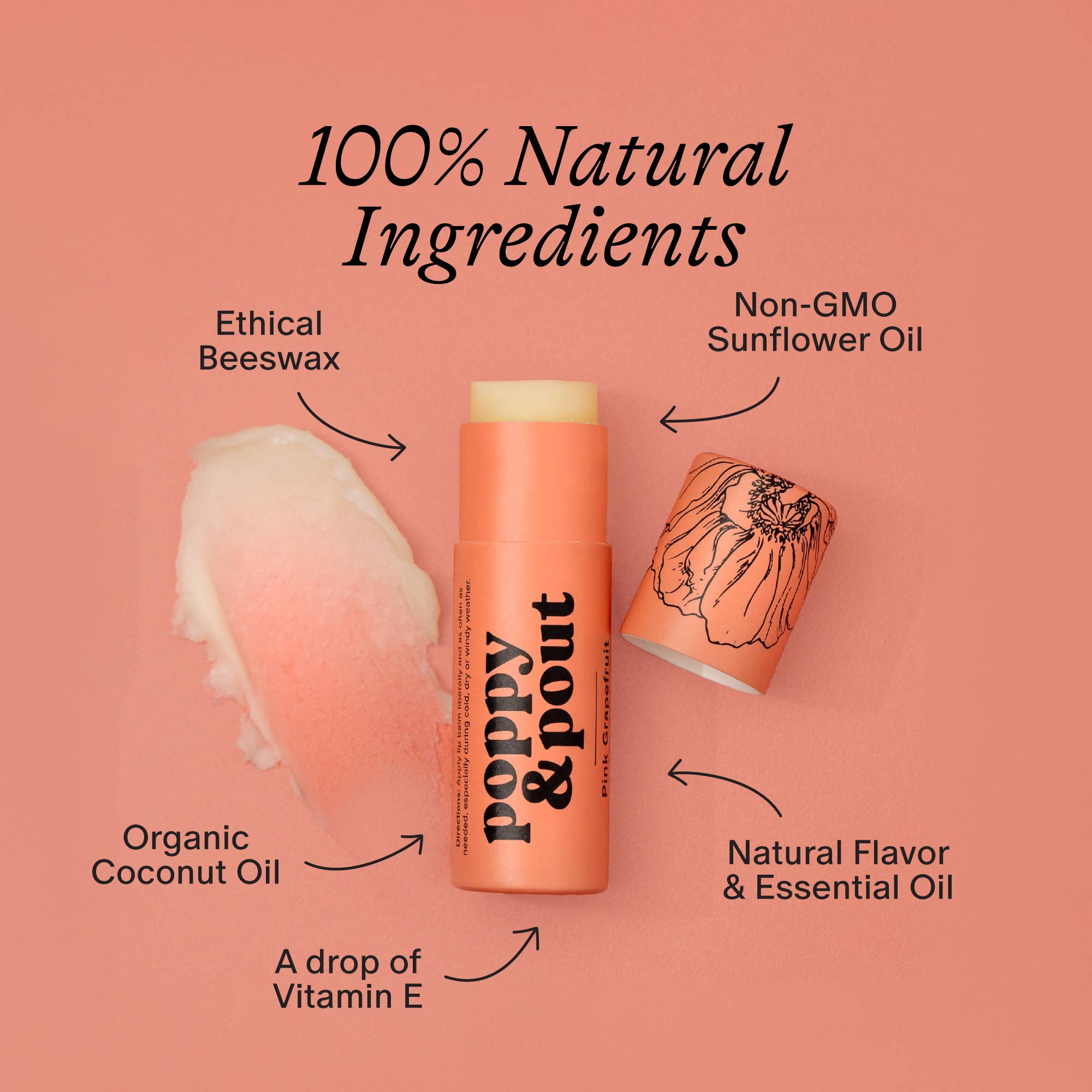 Lip Balm, Pink Grapefruit Poppy & Pout- Tilden Co.