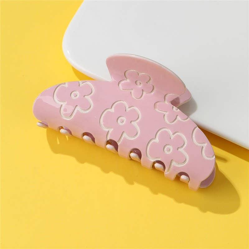 Floral Embossed Hair Claw Clip | 40H1103 Pink Pink JOSSLYN by wall to wall- Tilden Co.