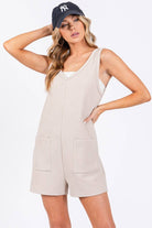Ecru Textured Overall Romper Jumpsuits & Rompers Sewn and Seen- Tilden Co.