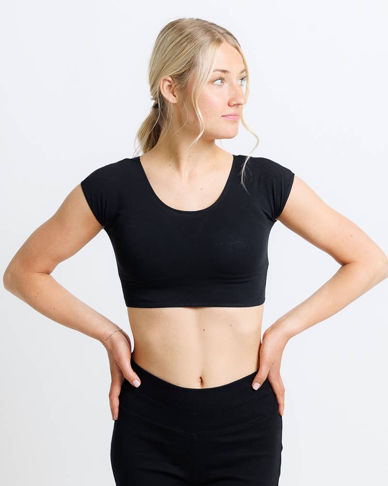 Demi Tee - Short Sleeve Cropped Basic Layering Tee Black / XS Black XS Layering Top Downeast- Tilden Co.