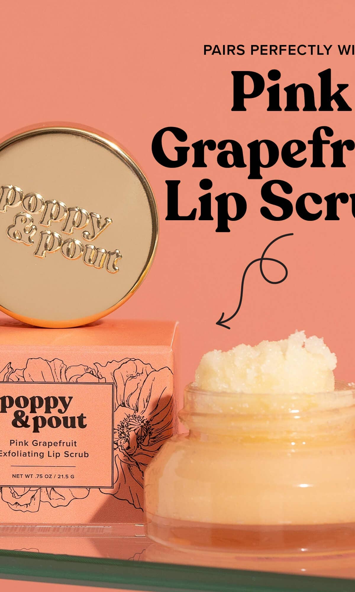 Lip Balm, Pink Grapefruit    lip balm Poppy & Pout- Tilden Co.
