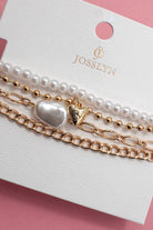 Heart Pearl Link Bracelet Stack JOSSLYN by wall to wall- Tilden Co.