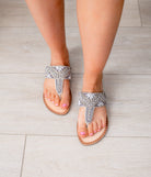 Amare Beaded Sandals in Silver 130 Sandals Naughty Monkey- Tilden Co.