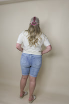 Breakaway Bermudas - Distressed Raw Hem Bermuda Shorts Risen Jeans- Tilden Co.