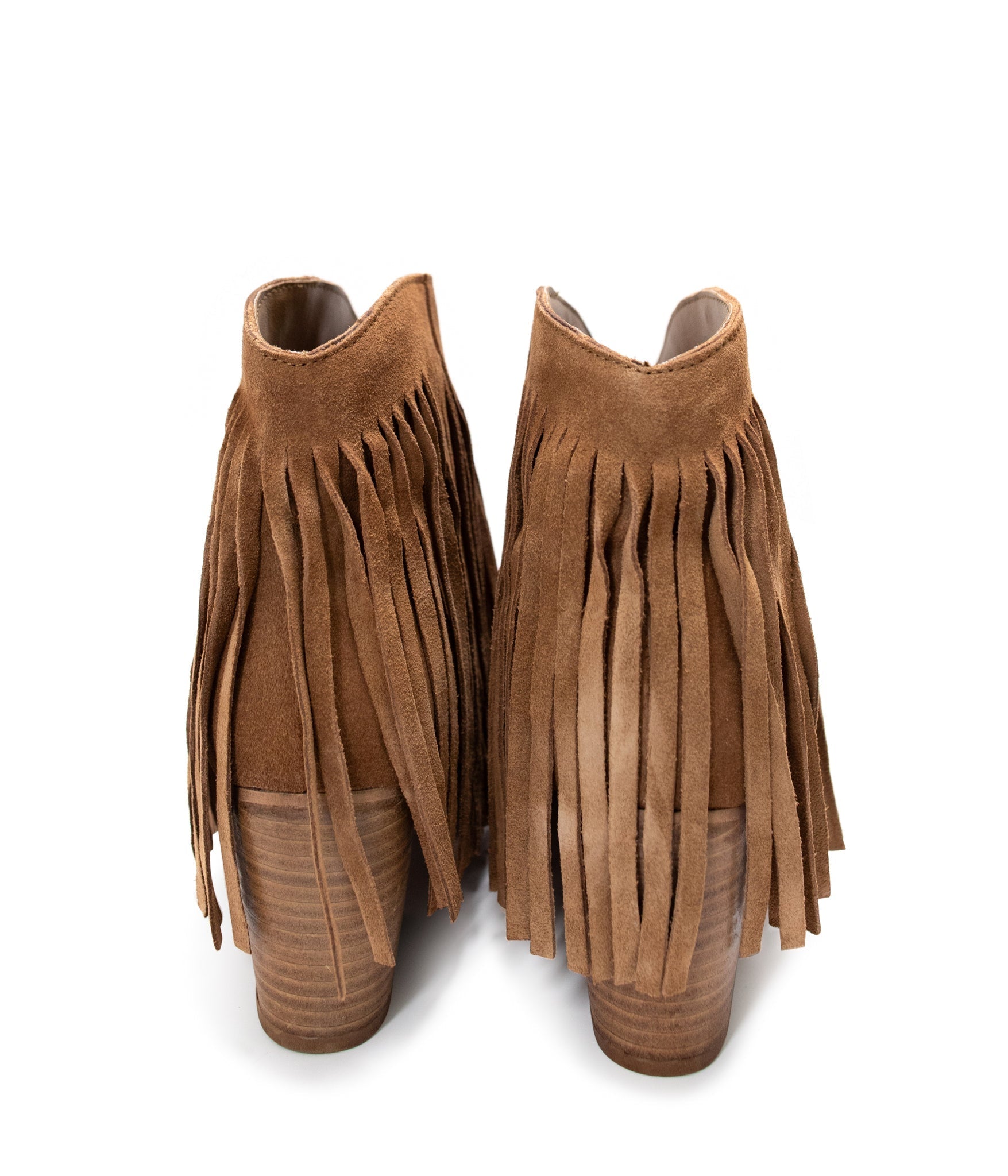 Amos Fringe Ankle Bootie in Tan Suede    Shoes Ave Shops- Tilden Co.