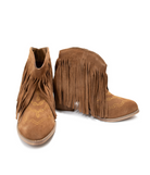 Amos Fringe Ankle Bootie in Tan Suede    Shoes Ave Shops- Tilden Co.