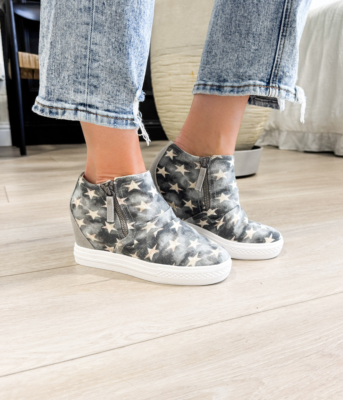 Ari Sneaker Wedge in Denim 120 Sneakers Naughty Monkey- Tilden Co.
