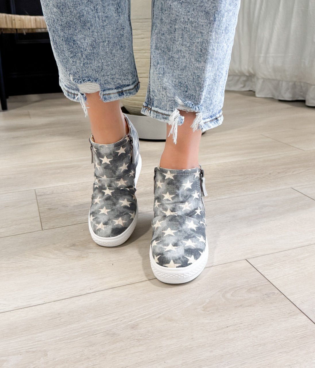 Ari Sneaker Wedge in Denim 120 Sneakers Naughty Monkey- Tilden Co.