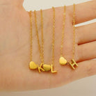 Gold Initial & Heart Charm Necklace | 40NK9440 JOSSLYN by wall to wall- Tilden Co.