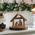 A Savior is Born Dark Wooden Nativity Scene 8.5x10x1.5 VHC Brands- Tilden Co.