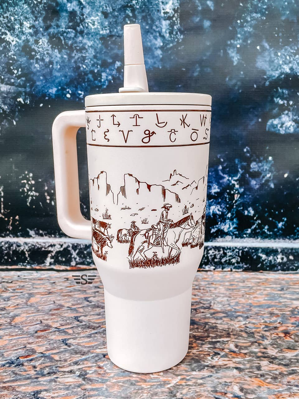 Cattle Drive 32oz Flip Top Tumbler Flying S Company- Tilden Co.