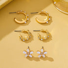 Pearl Floral Stud & Hoop Trio earrings | 80E62419 Earrings JOSSLYN by wall to wall- Tilden Co.