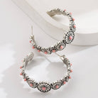 WESTERN TURQ STONE HOOP EARRINGS | 40E432 Pink Pink Earrings JOSSLYN by wall to wall- Tilden Co.